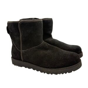 UGG Classic Mini II Boots Women 8.5 Black Suede Shearling New No Tags or Box